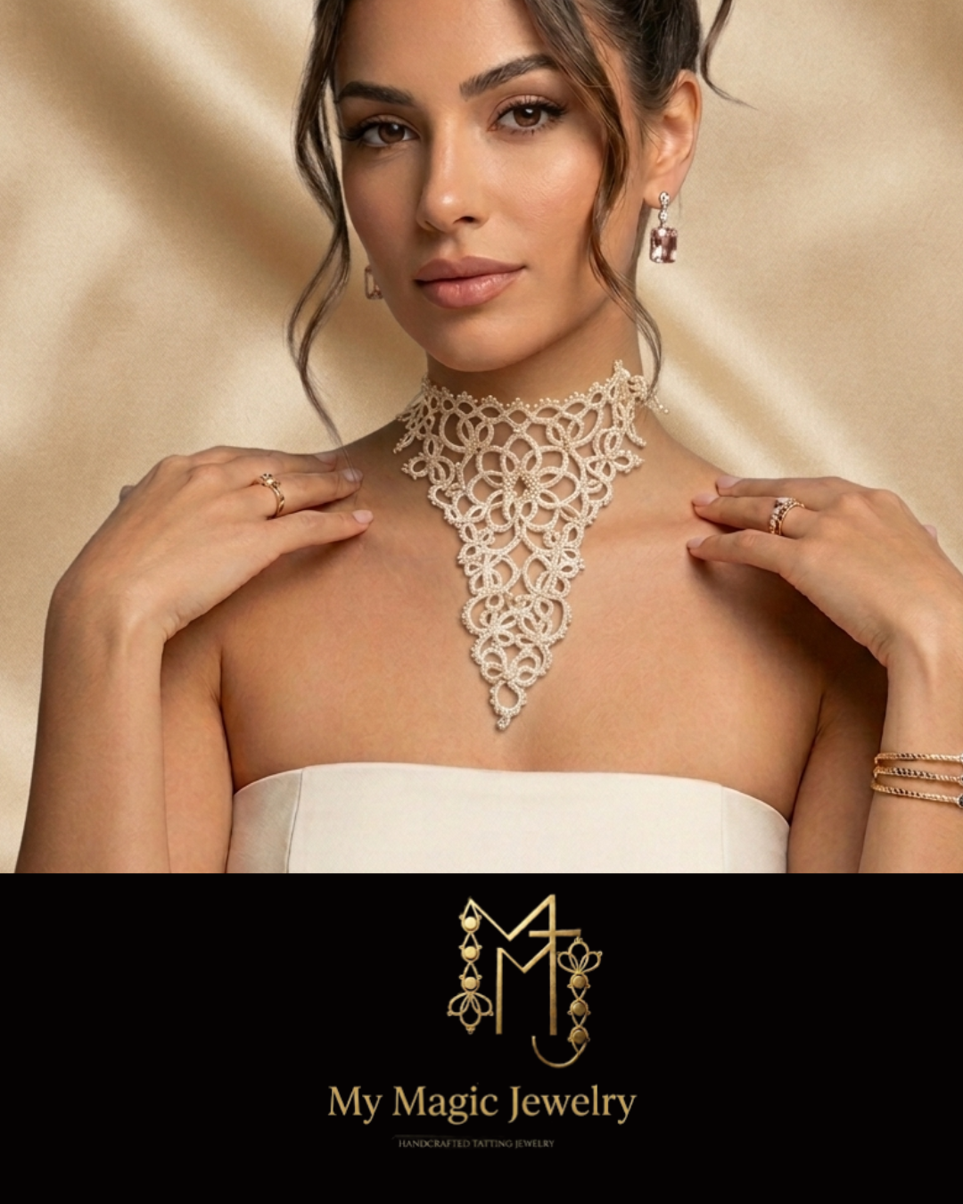 Victorian Lace Bib Choker & Long Earrings Tatting Pattern PDF | Expert Level, Needle & Shuttle Tatting - Image 6