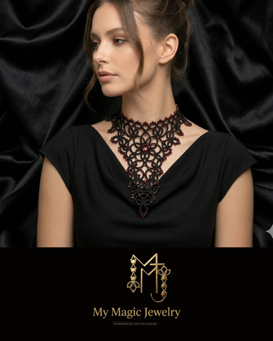 Victorian Lace Bib Choker & Long Earrings Tatting Pattern PDF | Expert Level, Needle & Shuttle Tatting - Image 7