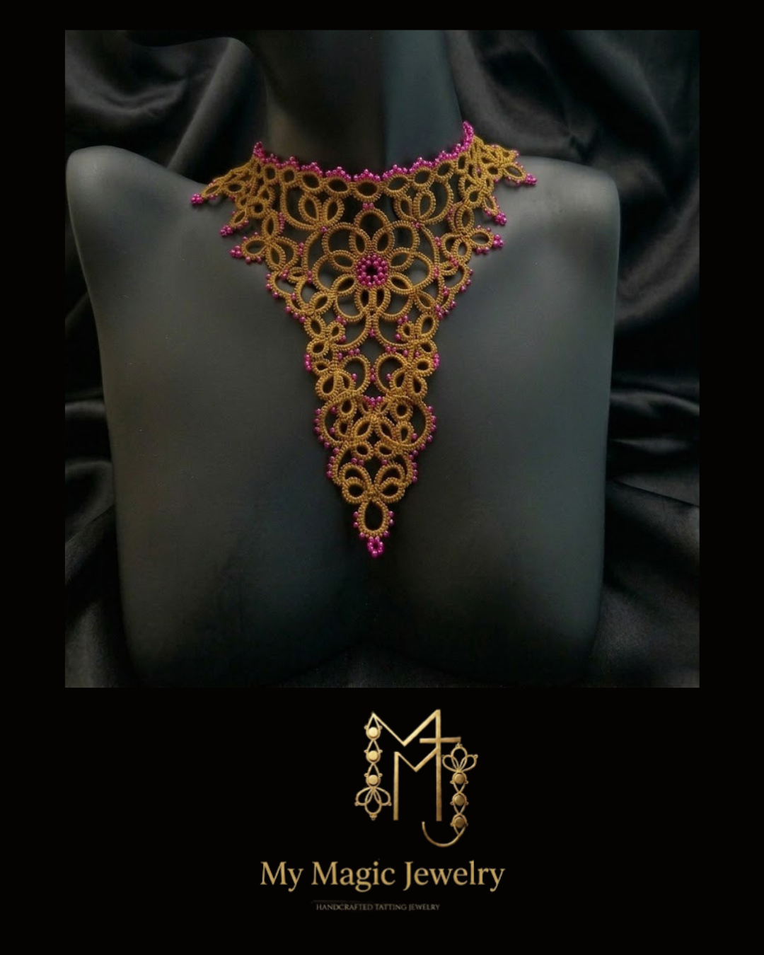 Victorian Lace Bib Choker & Long Earrings Tatting Pattern PDF | Expert Level, Needle & Shuttle Tatting - Image 8