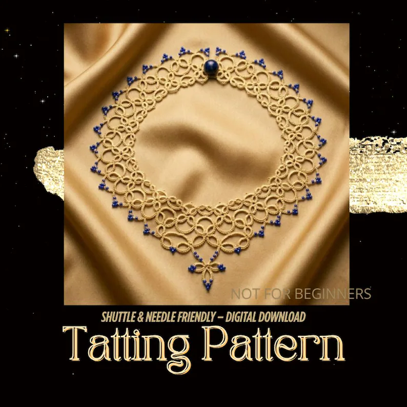 Necklace Tatting Lace Pattern PDF, Needle & Shuttle Tatting ,