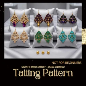 Aurora Tatting Lace Earrings Pattern Bundle PDF, 8 Beaded Designs, Needle & Shuttle Tatting