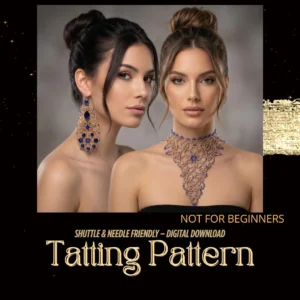 Victorian Lace Bib Choker & Long Earrings Tatting Pattern PDF | Expert Level, Needle & Shuttle Tatting