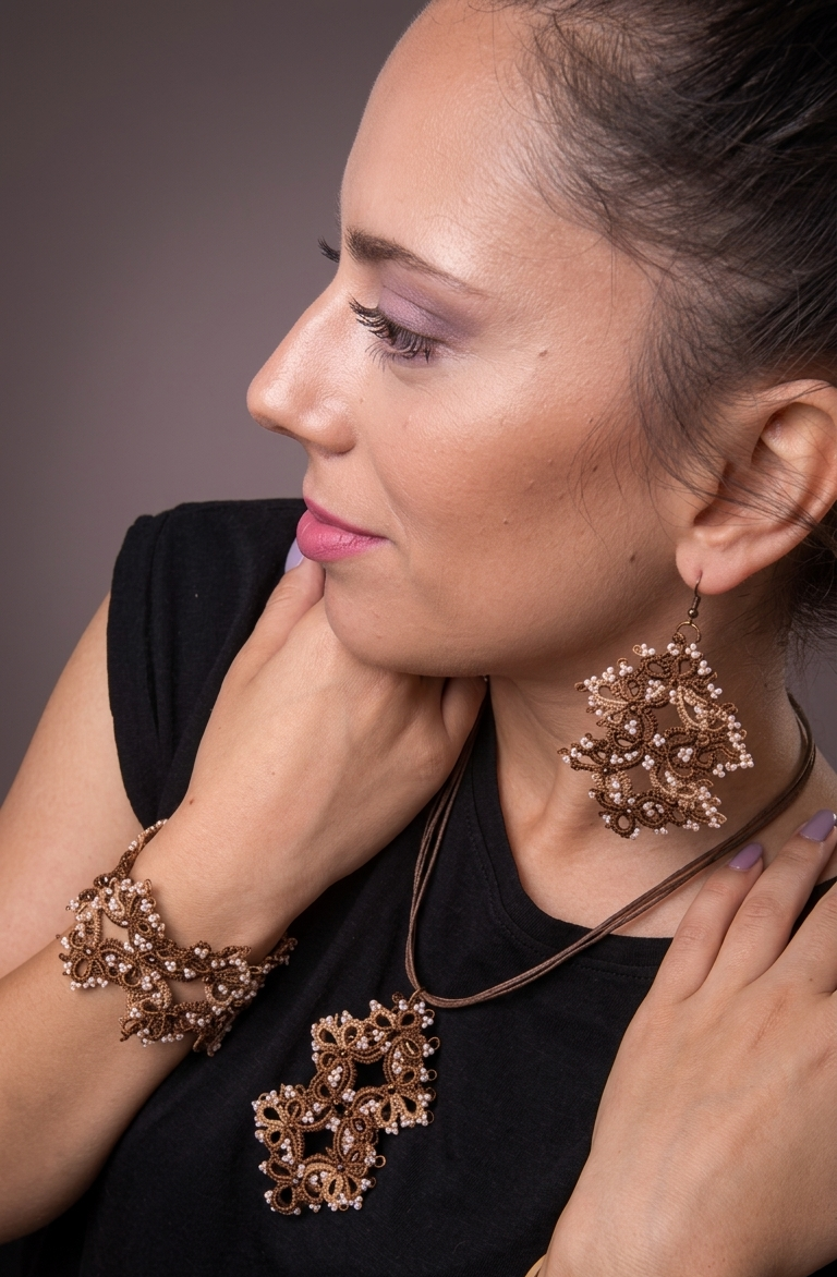 Chocolate Tatting Lace Necklace | Handmade Everyday Lace Jewelry | Ready to Ship | Design 2018
