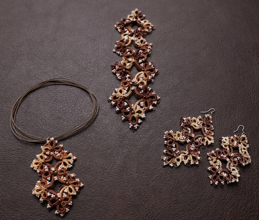 Chocolate Tatting Lace Necklace | Handmade Everyday Lace Jewelry | Ready to Ship | Design 2018 - Image 5