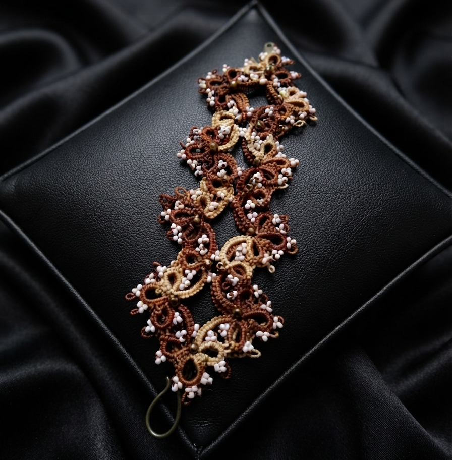 Chocolate Tatting Lace Necklace | Handmade Everyday Lace Jewelry | Ready to Ship | Design 2018 - Image 4