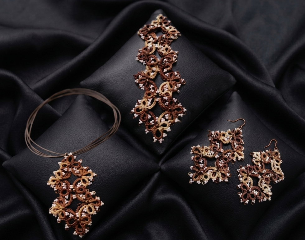 Chocolate Tatting Lace Necklace | Handmade Everyday Lace Jewelry | Ready to Ship | Design 2018 - Image 3