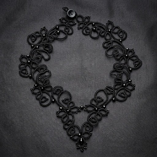 Black Tatting Lace Statement Necklace — Handmade Gothic Victorian Lace Jewelry | Made to Order