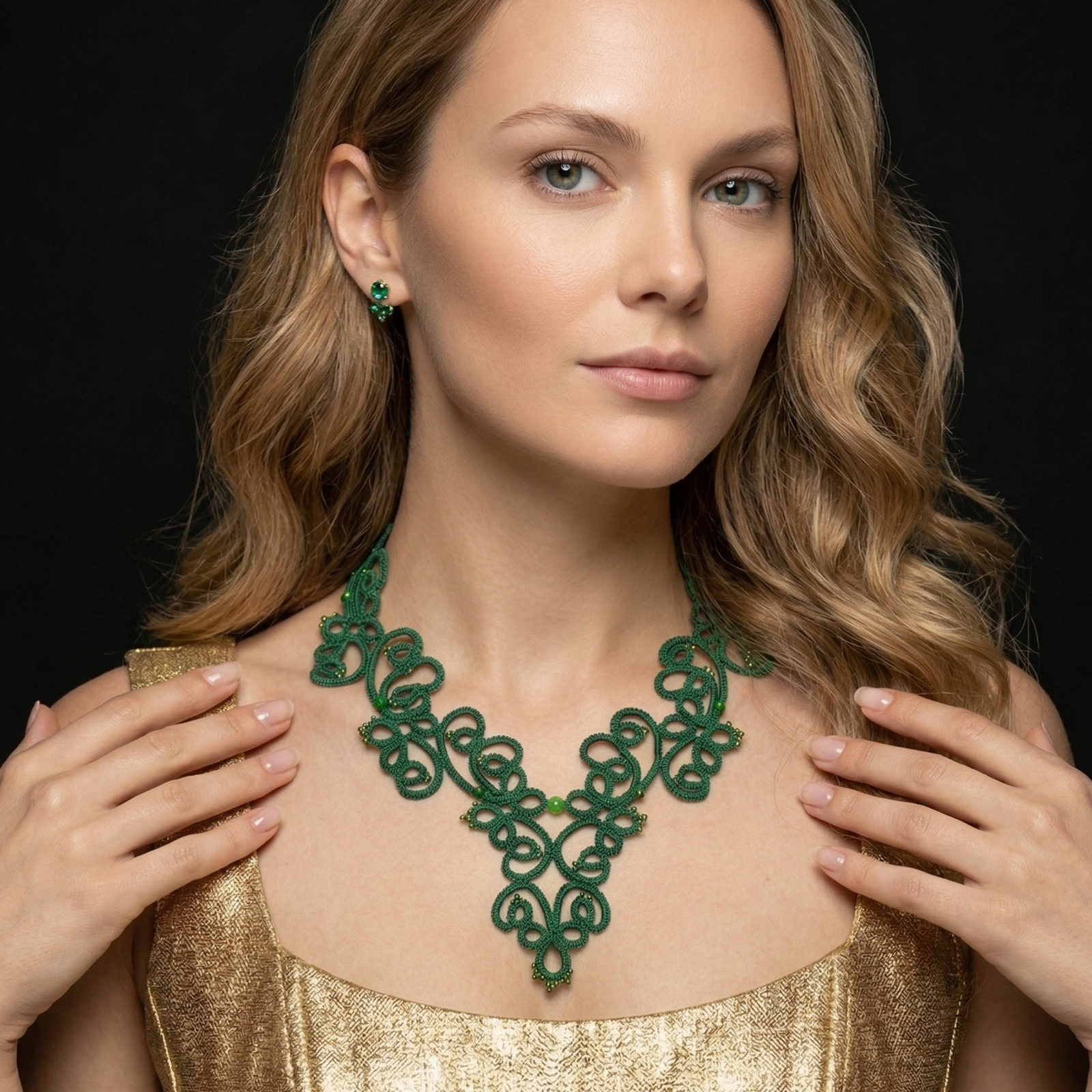 White & Green Tatting Lace Statement Necklace — Custom Color | Fairy, Bridal & Romantic Editions - Image 7