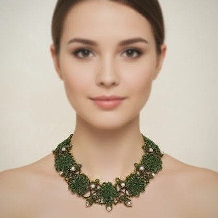 Royal Botanical Tatting Lace Statement Necklace — Design 2021 | Green & White Pearl Couture Jewelry | Ready to Ship - Image 8