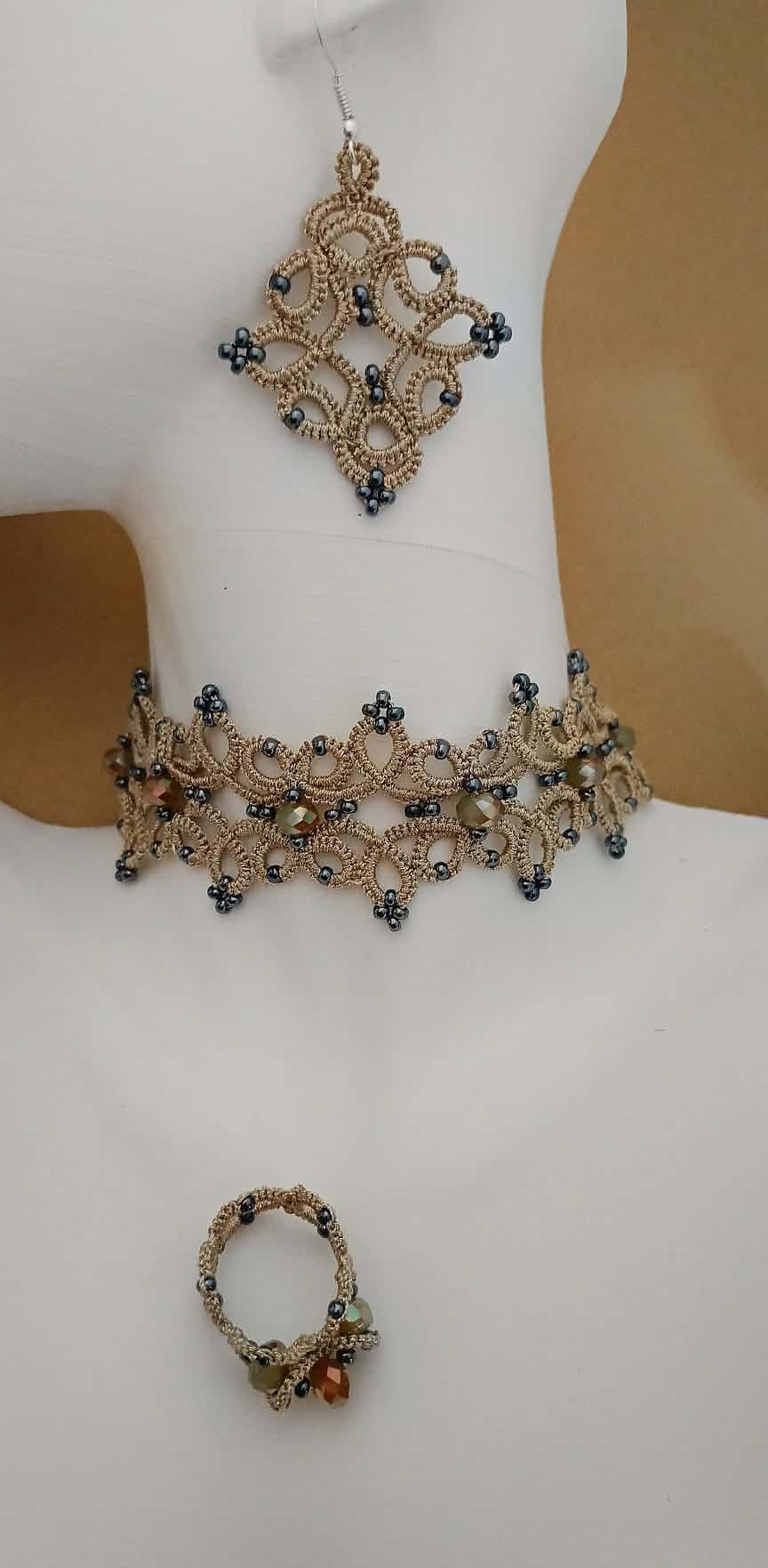4-in-1 Tatting Lace Jewelry Pattern Set – Advanced Chokers, Bracelet, Earrings & Ring | Lace Design 2025 | Not for Beginners - Image 6