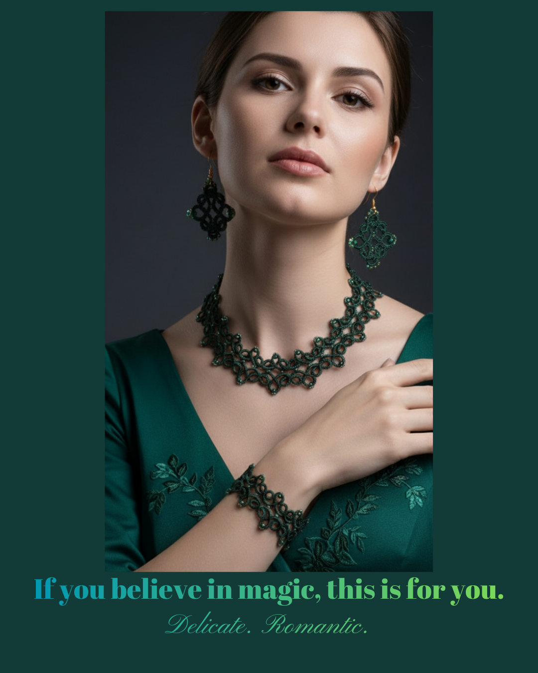 Botanical Couture™ Tatting Lace Jewelry Set | Ready to Ship Necklace & Earrings | Handmade Gothic Fairy Lace Jewelry - Image 8