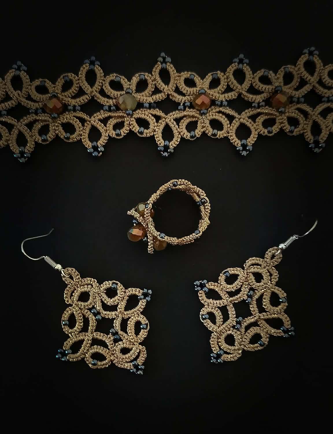 4-in-1 Tatting Lace Jewelry Pattern Set – Advanced Chokers, Bracelet, Earrings & Ring | Lace Design 2025 | Not for Beginners - Image 7