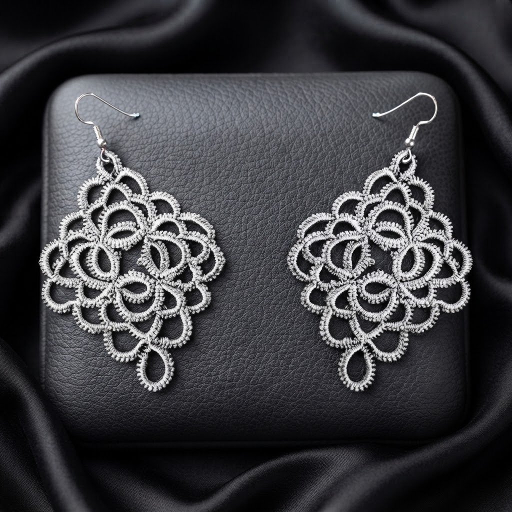 Tatting Lace Earrings Pattern | Statement Earrings PDF | Lace Jewelry Pattern | Design 2025 | Not for Beginners - Image 5