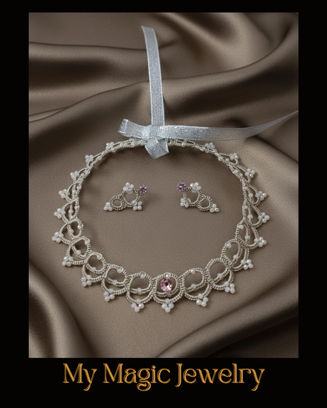 Luxury Handmade Wedding Jewelry Set Tatting Pattern | Victorian Lace Necklace, Choker & Earrings PDF Tutorial | Shuttle & Needle Tatting | NOT for Beginners - Image 6