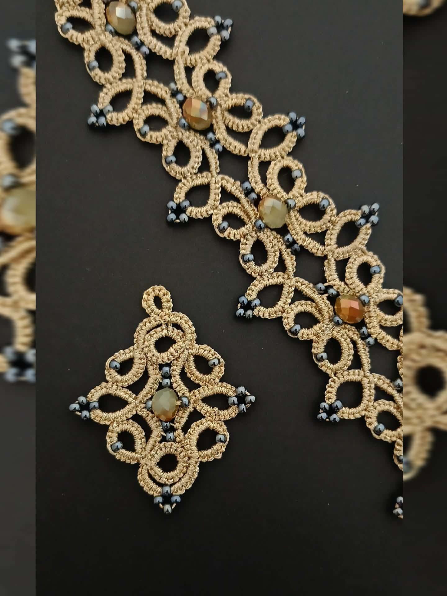 4-in-1 Tatting Lace Jewelry Pattern Set – Advanced Chokers, Bracelet, Earrings & Ring | Lace Design 2025 | Not for Beginners - Image 4