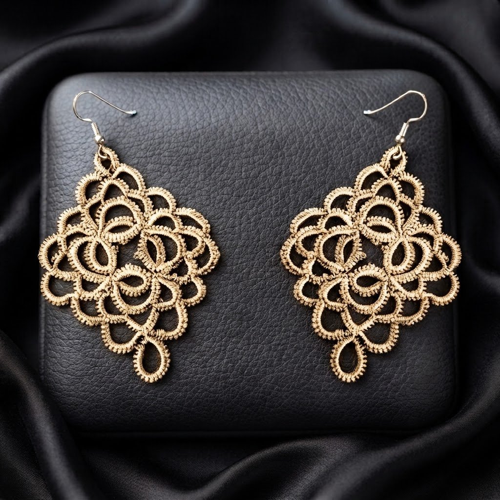 Tatting Lace Earrings Pattern | Statement Earrings PDF | Lace Jewelry Pattern | Design 2025 | Not for Beginners - Image 9
