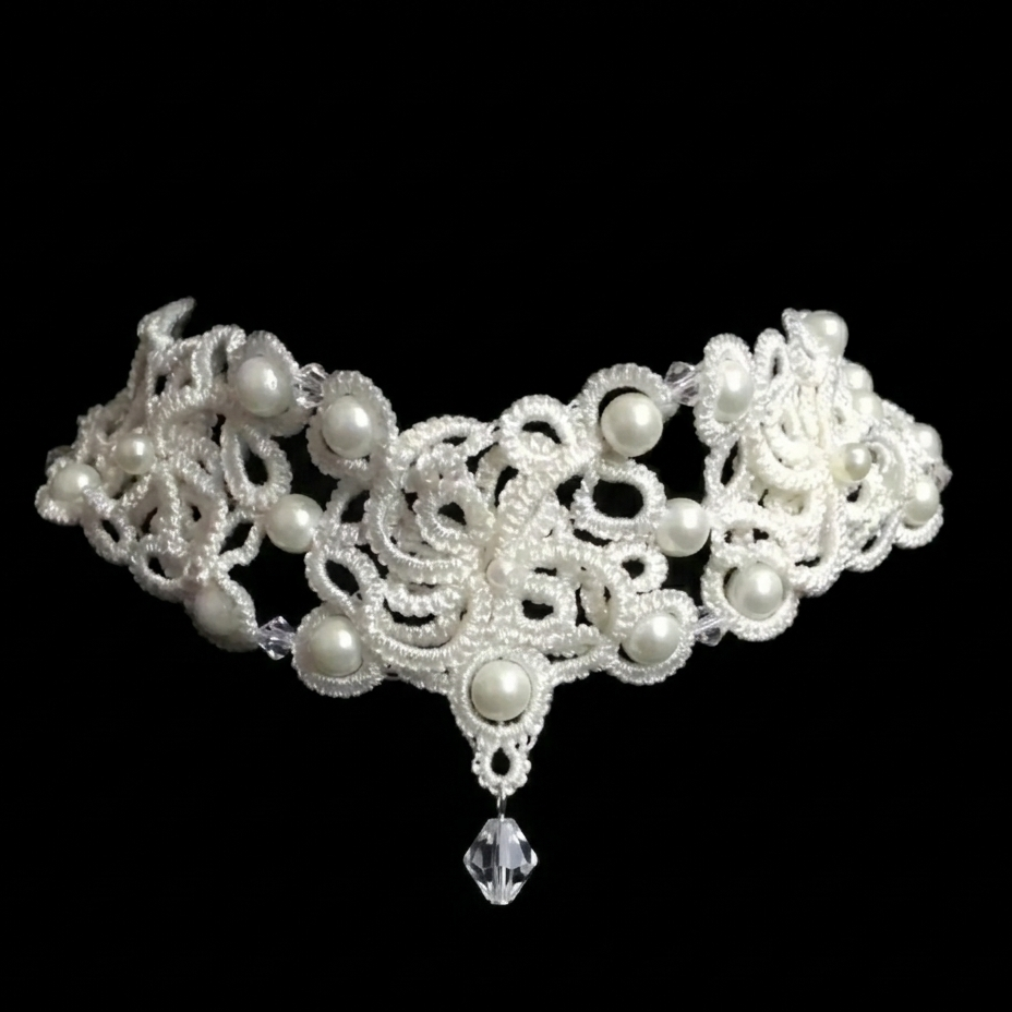 Golden Signature™ Tatting Lace Choker | Luxury Pearl Statement Necklace | Gold, White or Silver | Made to Order - Image 9
