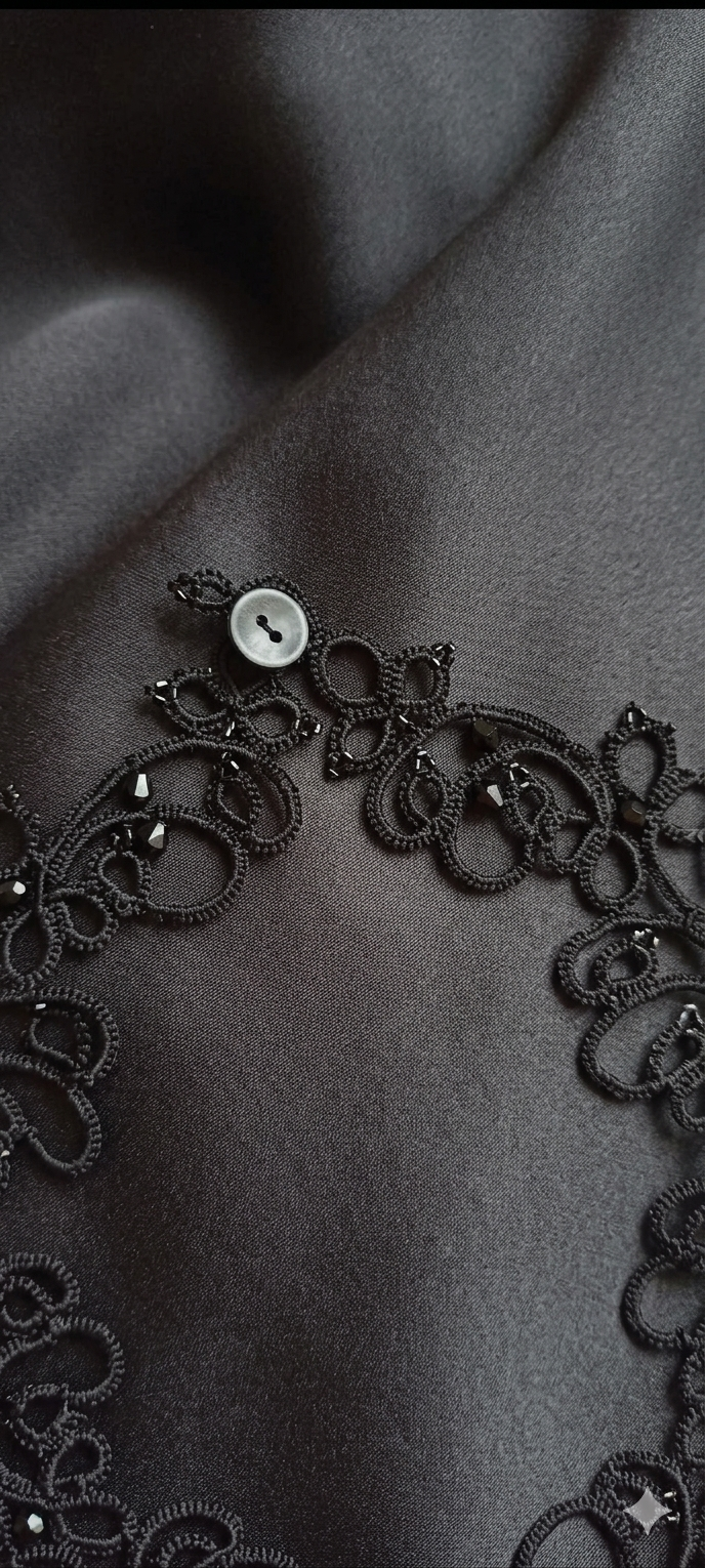 Black Tatting Lace Statement Necklace — Handmade Gothic Victorian Lace Jewelry | Made to Order - Image 4
