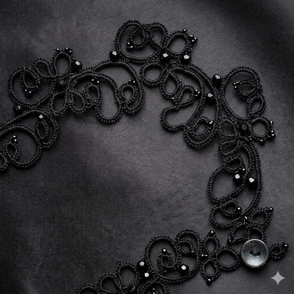 Black Tatting Lace Statement Necklace — Handmade Gothic Victorian Lace Jewelry | Made to Order - Image 5
