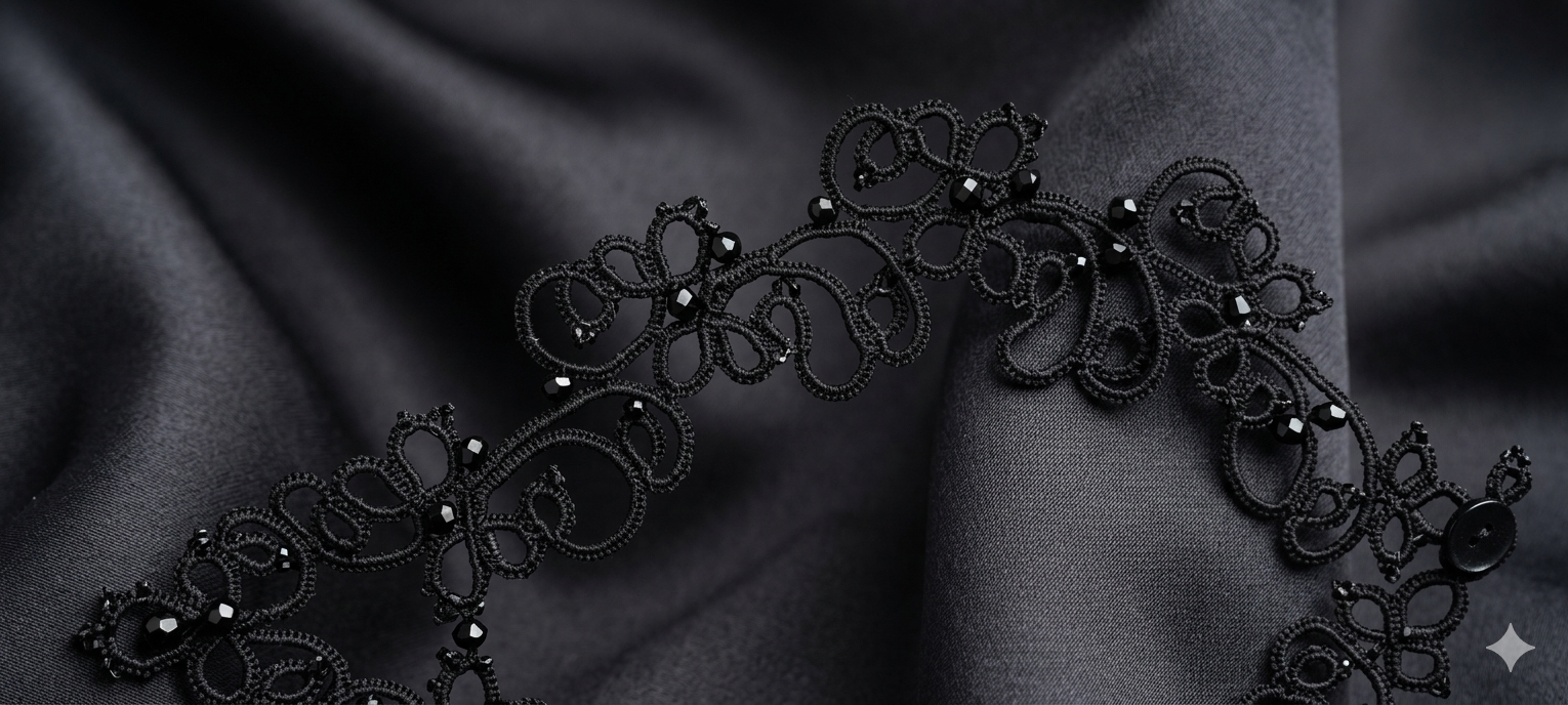 Black Tatting Lace Statement Necklace — Handmade Gothic Victorian Lace Jewelry | Made to Order - Image 6