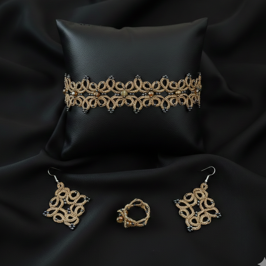4-in-1 Tatting Lace Jewelry Pattern Set – Advanced Chokers, Bracelet, Earrings & Ring | Lace Design 2025 | Not for Beginners - Image 18