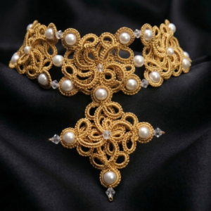 Golden Signature™ Tatting Lace Choker | Luxury Pearl Statement Necklace | Gold, White or Silver | Made to Order
