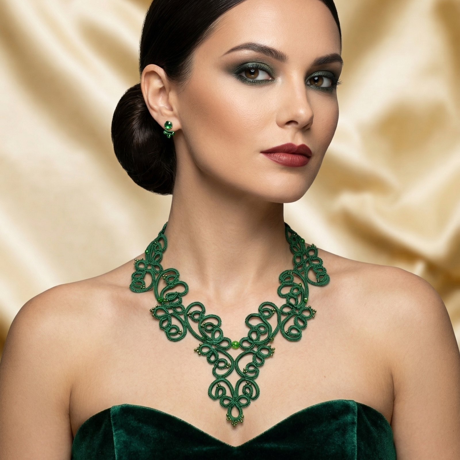 White & Green Tatting Lace Statement Necklace — Custom Color | Fairy, Bridal & Romantic Editions - Image 10