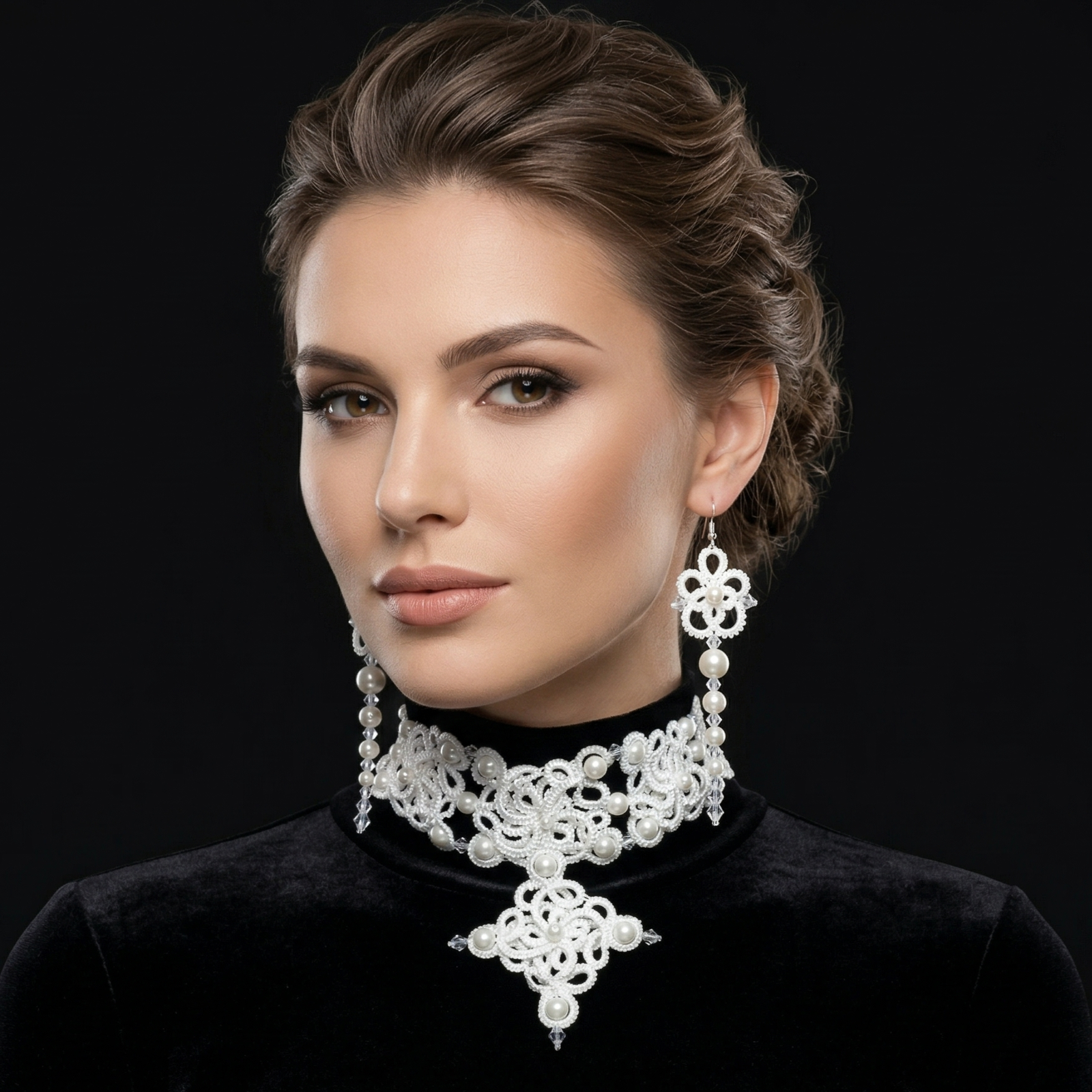 Golden Signature™ Tatting Lace Choker | Luxury Pearl Statement Necklace | Gold, White or Silver | Made to Order - Image 12