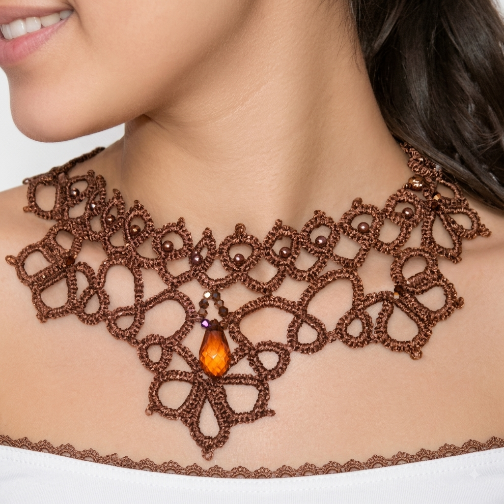 3-in-1 Tatting Lace Necklace Pattern PDF | Beaded & Unbeaded Necklace | Shuttle & Needle Tatting | Digital Download - Image 6