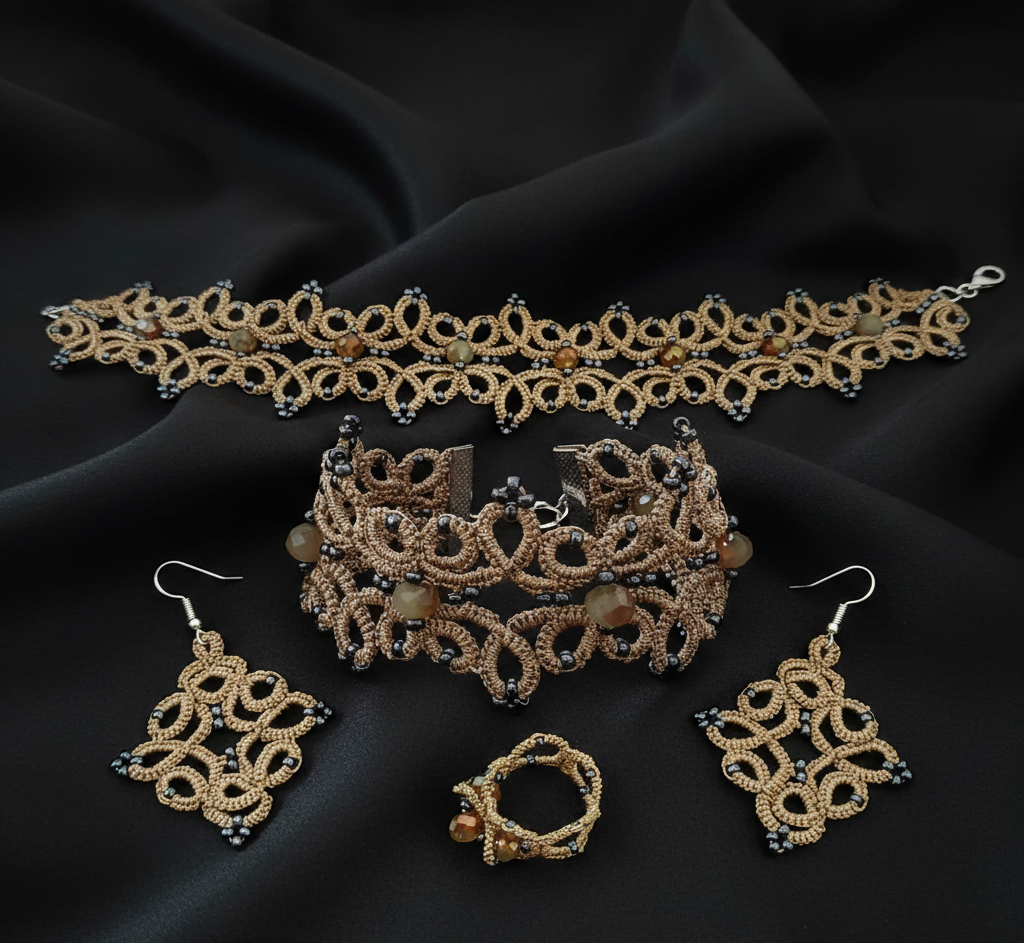 4-in-1 Tatting Lace Jewelry Pattern Set – Advanced Chokers, Bracelet, Earrings & Ring | Lace Design 2025 | Not for Beginners - Image 20