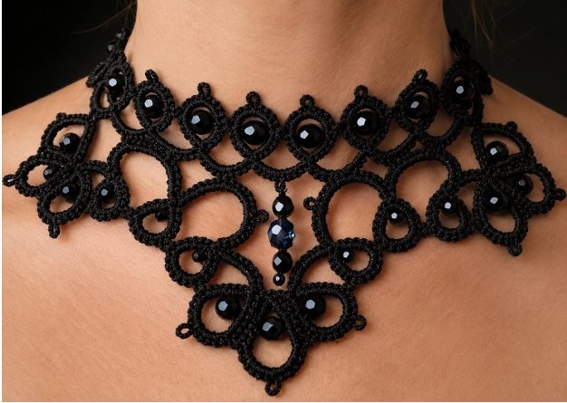Victorian Copper Brown Tatting Lace Choker | Handmade Lace Necklace with Crystal Pendant | Elegant Everyday Victorian Jewelry | Made to Order - Image 6