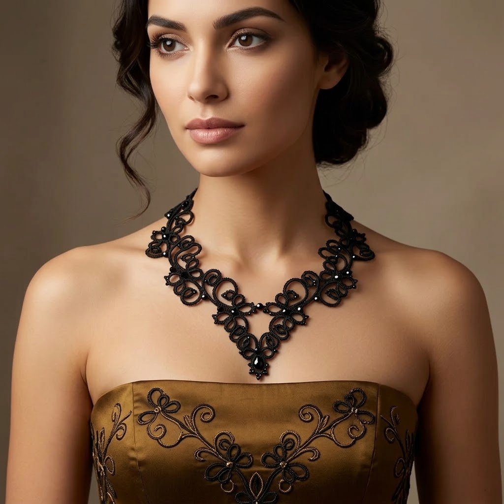 Black Tatting Lace Statement Necklace — Handmade Gothic Victorian Lace Jewelry | Made to Order - Image 11