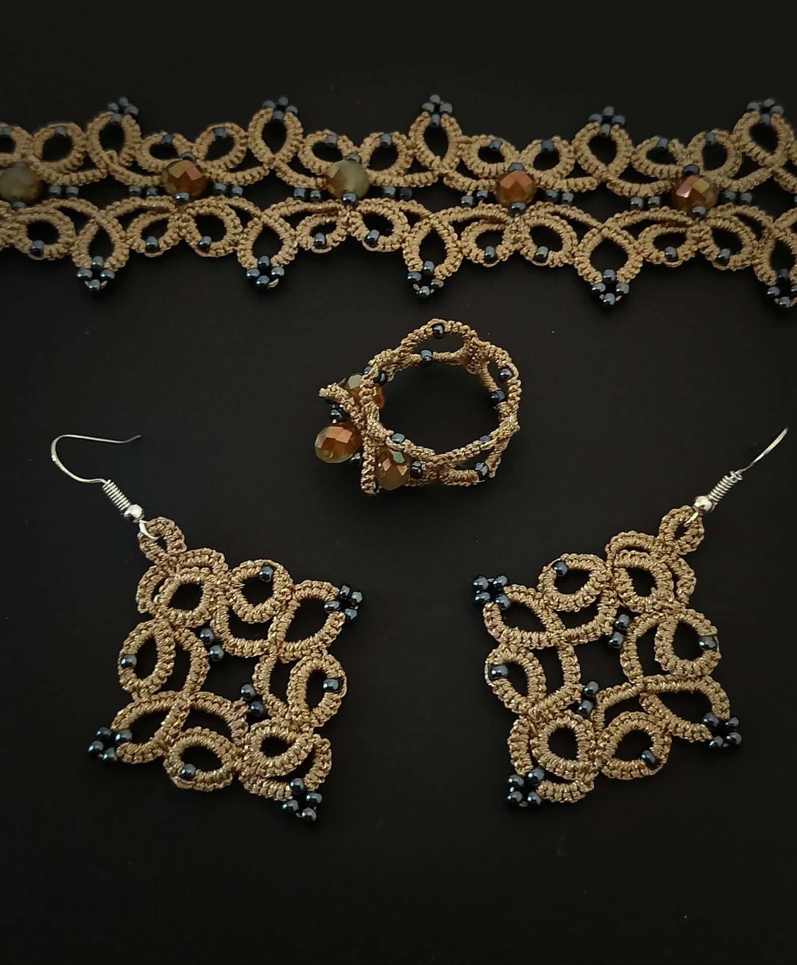 4-in-1 Tatting Lace Jewelry Pattern Set – Advanced Chokers, Bracelet, Earrings & Ring | Lace Design 2025 | Not for Beginners - Image 16
