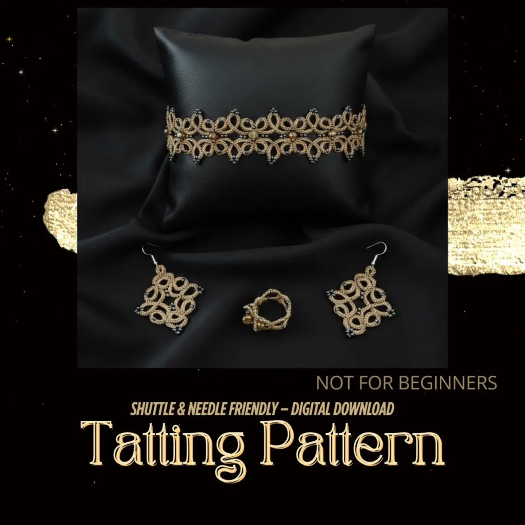 4-in-1 Tatting Lace Jewelry Pattern Set – Advanced Chokers, Bracelet, Earrings & Ring | Lace Design 2025 | Not for Beginners