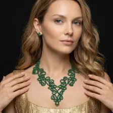 White & Green Tatting Lace Statement Necklace — Custom Color | Fairy, Bridal & Romantic Editions - Image 11