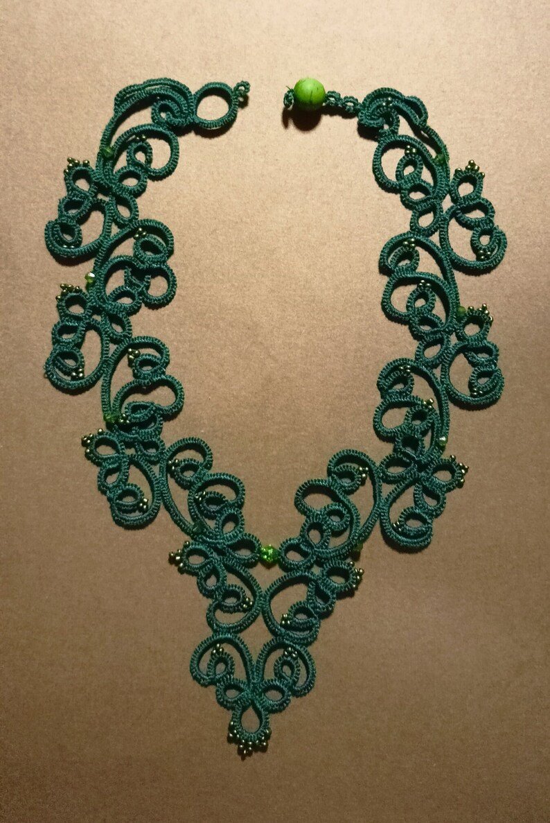 White & Green Tatting Lace Statement Necklace — Custom Color | Fairy, Bridal & Romantic Editions - Image 13