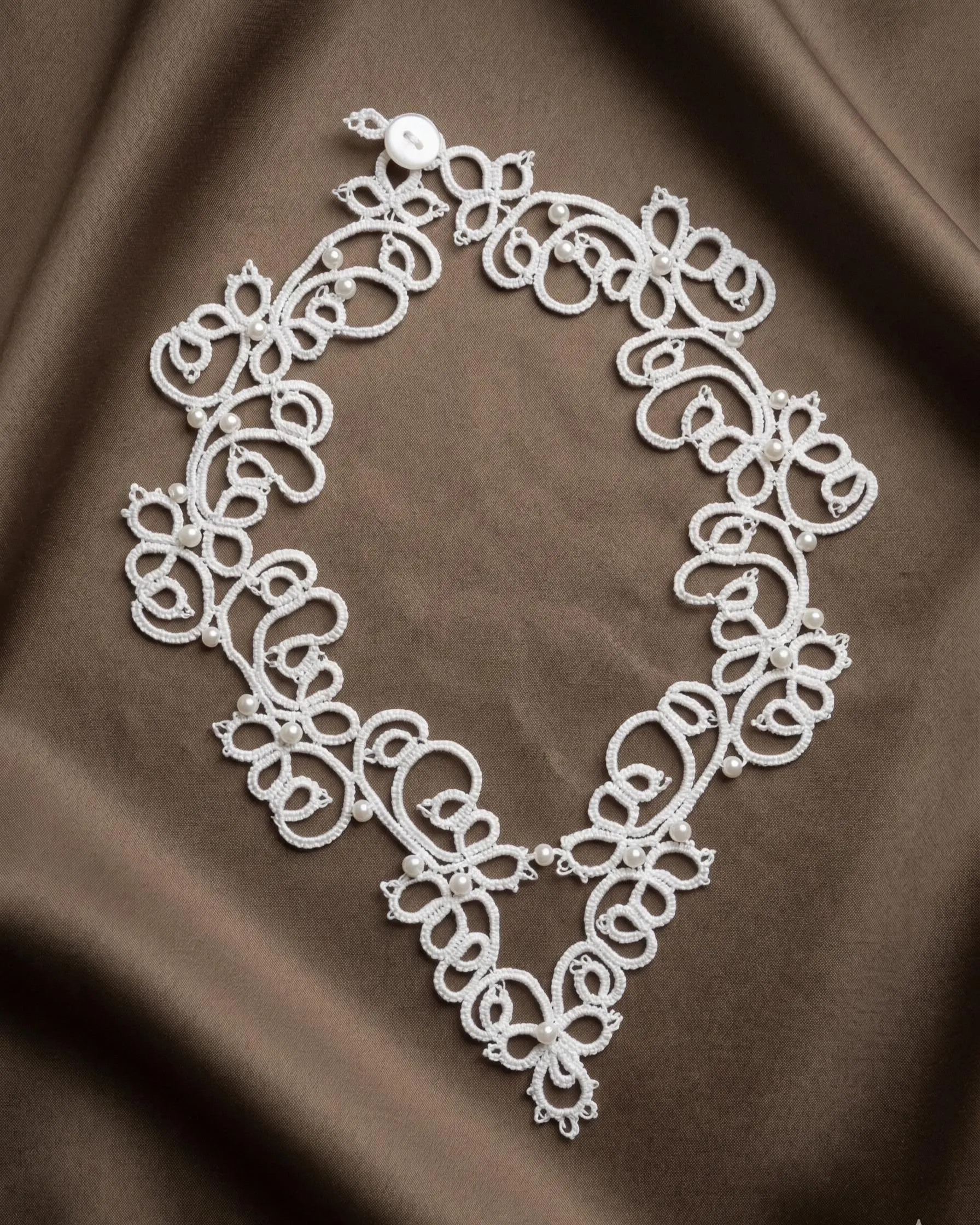 White & Green Tatting Lace Statement Necklace — Custom Color | Fairy, Bridal & Romantic Editions - Image 14