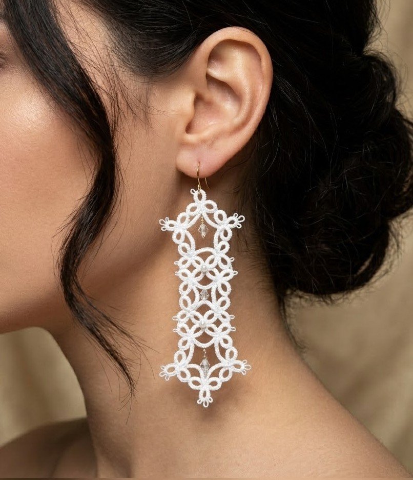 3-in-1 Tatting Lace Earrings Collection | Advanced Shuttle & Needle Pattern | Mix & Match Bridal Designs | Original 2023 Design - Image 5