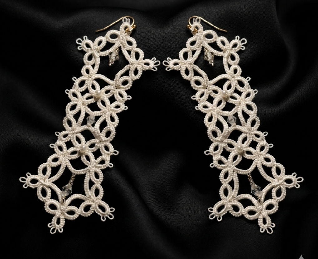 3-in-1 Tatting Lace Earrings Collection | Advanced Shuttle & Needle Pattern | Mix & Match Bridal Designs | Original 2023 Design - Image 6