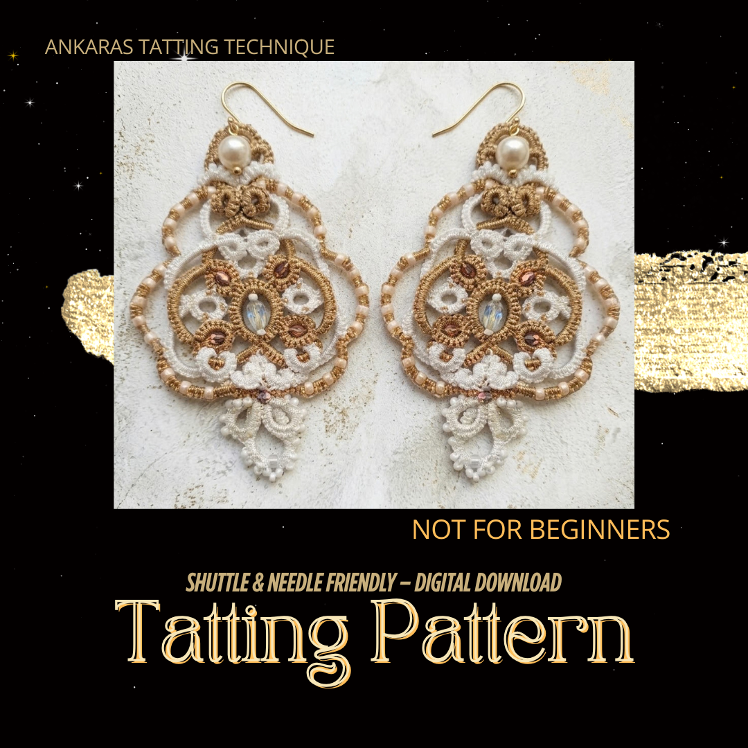 Ankars Tatting Earrings Pattern PDF | Floral Lace Earrings | Vintage Bridal Jewelry | Needle Tatting Pattern| Original 2026 Design