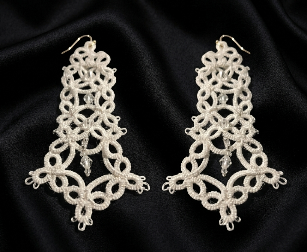 3-in-1 Tatting Lace Earrings Collection | Advanced Shuttle & Needle Pattern | Mix & Match Bridal Designs | Original 2023 Design - Image 7