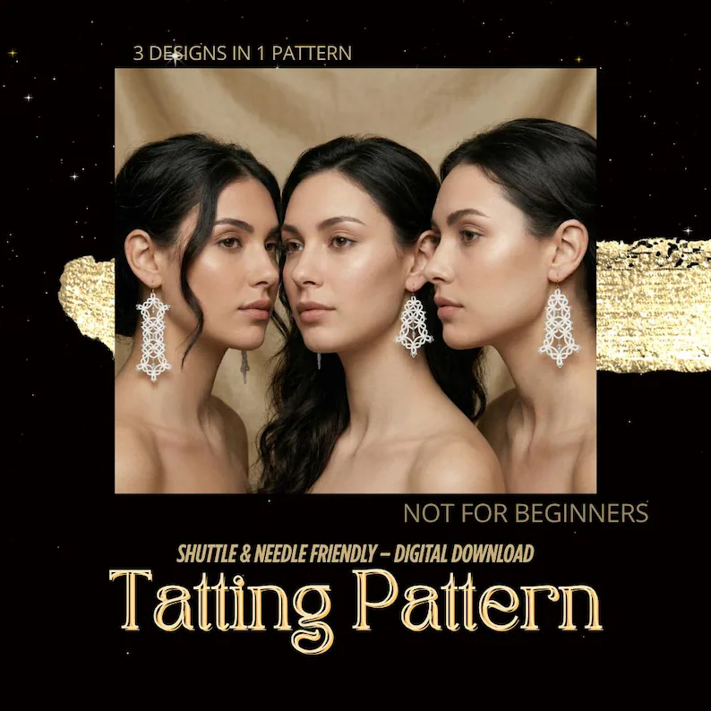 3-in-1 Tatting Lace Earrings Collection | Advanced Shuttle & Needle Pattern | Mix & Match Bridal Designs | Original 2023 Design