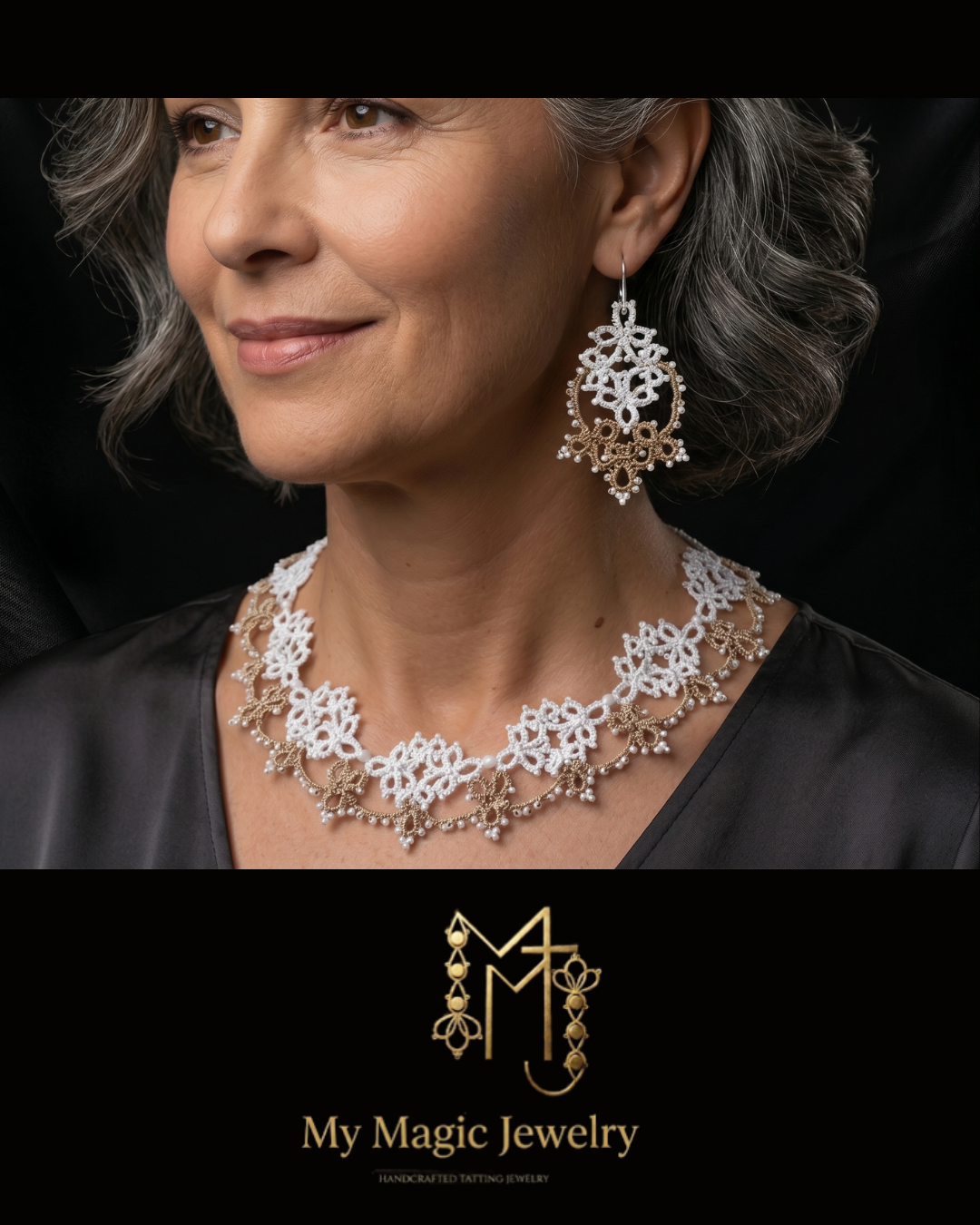Tatting Lace Jewelry Set Pattern PDF | Necklace & Earrings | Luxury Lace Jewelry Tutorial | Advanced Shuttle & Needle Pattern | Original 2022 Design - Image 7