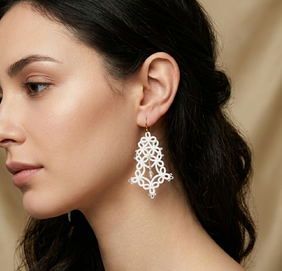 3-in-1 Tatting Lace Earrings Collection | Advanced Shuttle & Needle Pattern | Mix & Match Bridal Designs | Original 2023 Design - Image 10