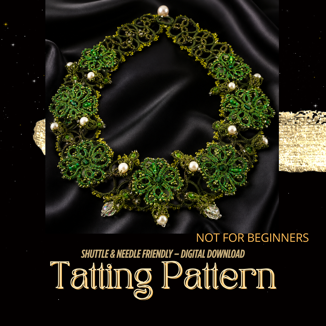 Flower Tatting Necklace Pattern – Advanced Frivolité Lace Tutorial PDF | Shuttle & Needle | NOT for Beginners