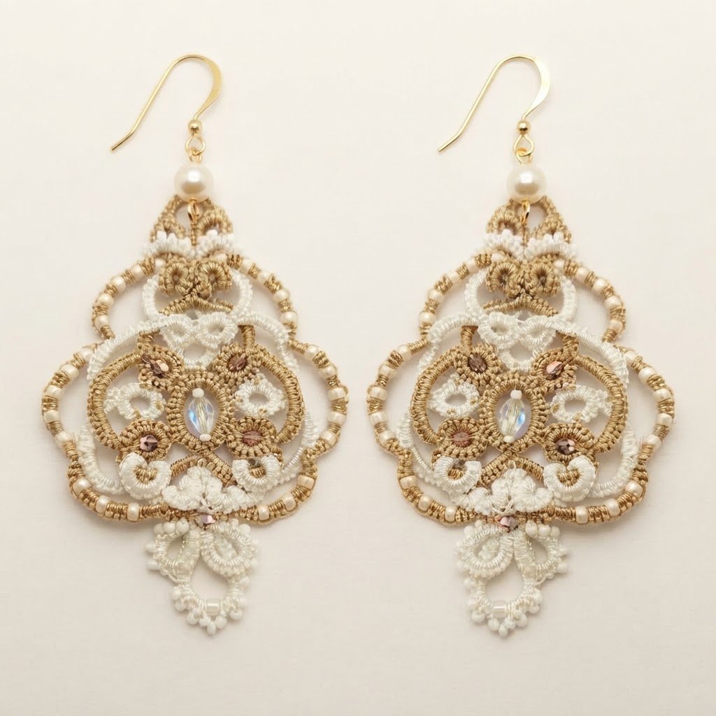 Ankars Tatting Earrings Pattern PDF | Floral Lace Earrings | Vintage Bridal Jewelry | Needle Tatting Pattern| Original 2026 Design - Image 11