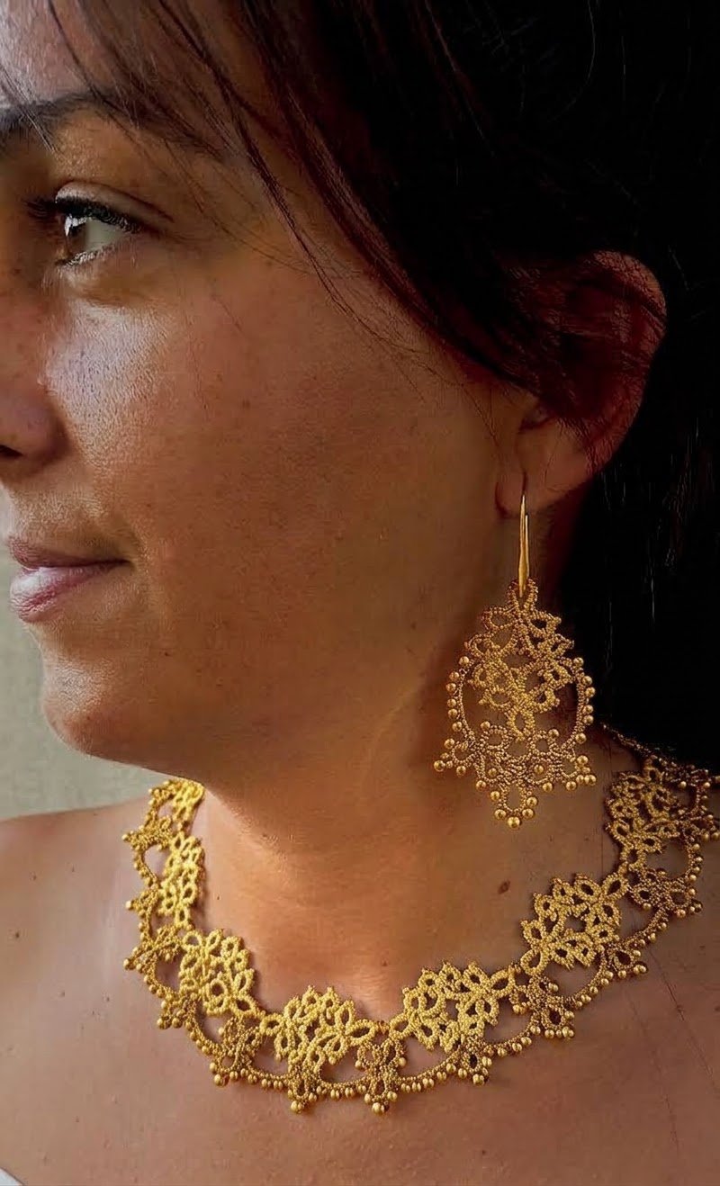 Tatting Lace Jewelry Set Pattern PDF | Necklace & Earrings | Luxury Lace Jewelry Tutorial | Advanced Shuttle & Needle Pattern | Original 2022 Design - Image 8