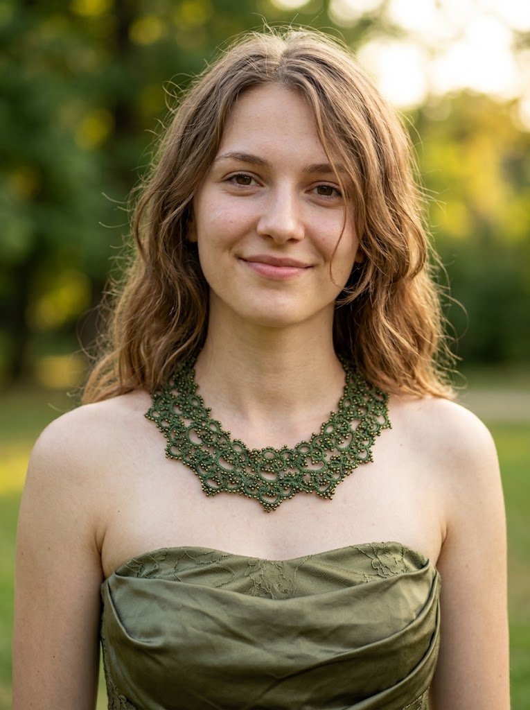 FOREST MAGIC | Handcrafted Tatting Lace Necklace | Original Green Lace Jewelry | Victorian Botanical Statement Necklace | Made to Order | Original 2020 Design