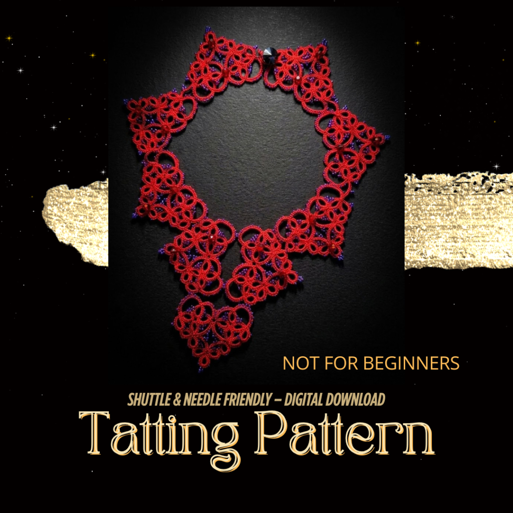 Valentine Tatting Necklace Pattern PDF | Heart Lace Jewelry | Advanced Needle & Shuttle Tatting Pattern | Original 2024 Design