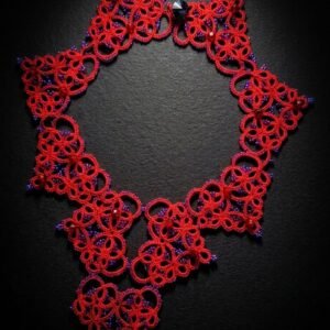 Crimson Romance™ Tatting Lace Necklace | Handmade Statement Lace Jewelry | Romantic Gothic Necklace | Original 2024 Design
